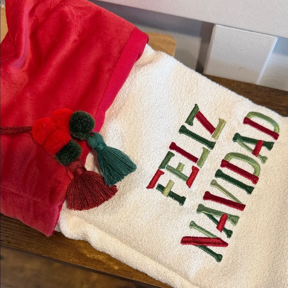 Festive Christmas Stocking with Feliz Navidad Embroidery Martha Stewart
